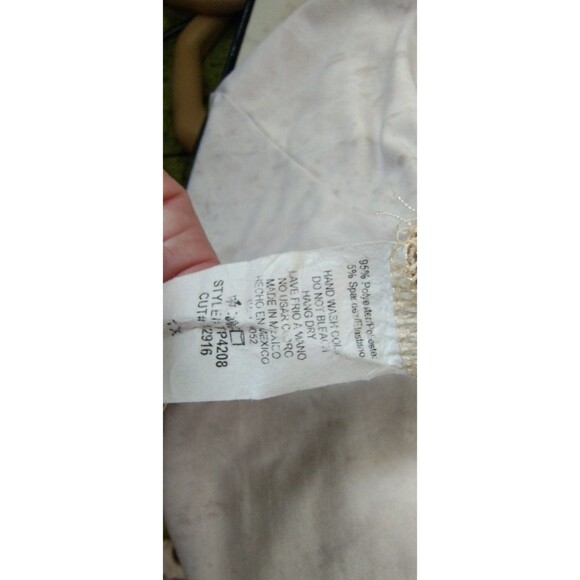 Top Women's 1X Stone Wash Pink Tan Gathered Long Sleeve Sweatshirt Lightweight - Picture 7 of 8